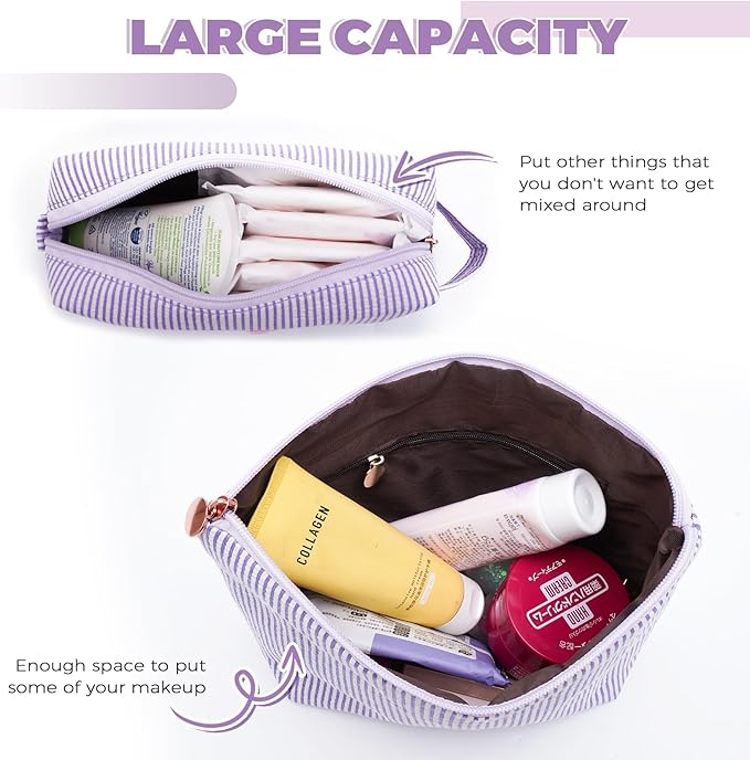 Personalized Makeup Bag for Women Girls - Fashion Cosmetic Bag Trendy Travel Toiletry Bag with Initials Letter - Teen Gifts - Lavender,Q