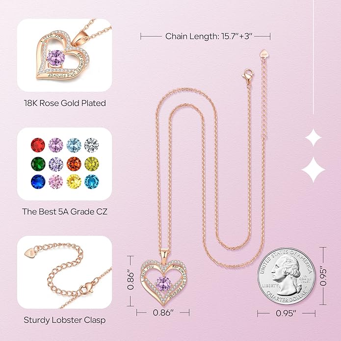18K Rose Gold Necklaces for Women Birthday Gifts for Women Jewelry for Women Birthday Gifts for Wife Girlfriend Daughter Wife Birthday Gifts for Anniversary Mothers Day Christmas Valentines Gifts