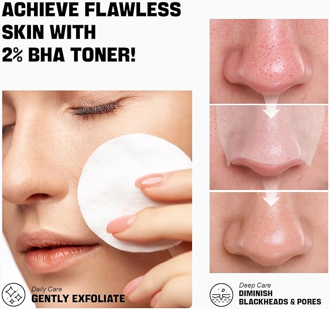 Salicylic Acid Toner, Blackhead Remover, BHA Liquid Exfoliant (CICA, 6.76OZ), ZealSea Pore Minimizer for Face, Gentle Alcohol Free BHA Toner for All Skin Type with Niacinamide, Redness Relief, Vegan