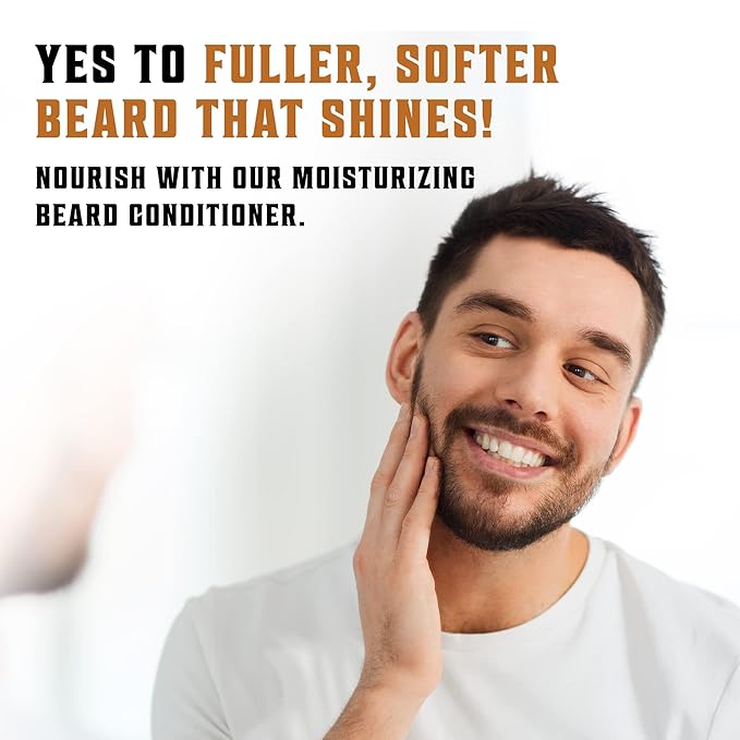 Beard Wash & Beard Conditioner Set w/Argan & Jojoba Oils - Softens & Strengthens - Natural Sandalwood Scent - Beard Shampoo w/Beard Oil (10oz)