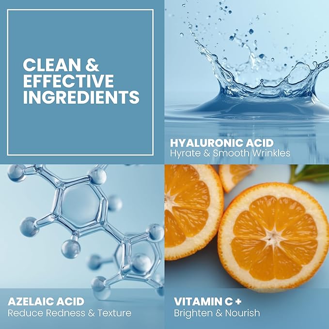 Eva Naturals Radiant Skin Serum Trio – Vitamin C+, Hyaluronic Acid & Azelaic Acid | Anti-Aging & Hydrating Face Serums for Dark Spots, Fine Lines, Acne & Redness