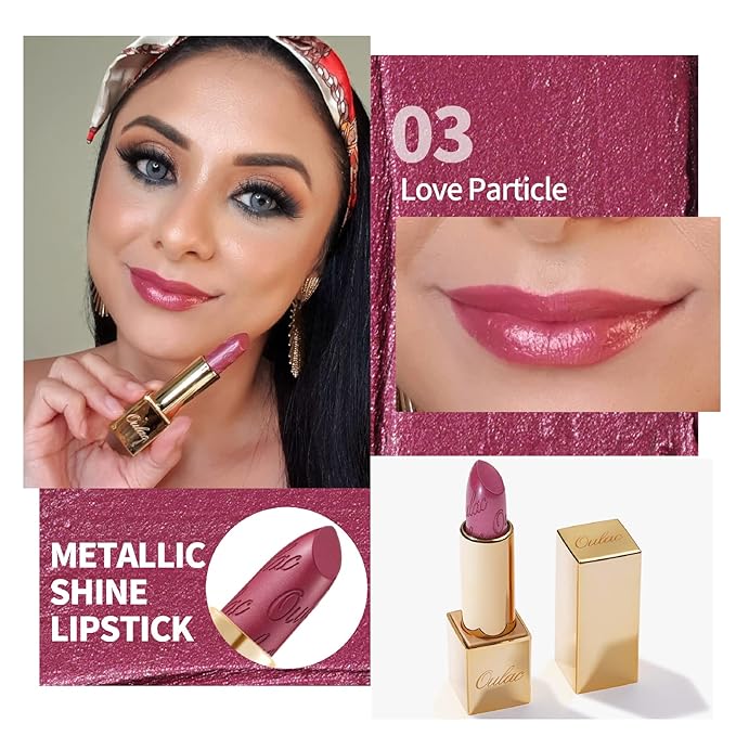 Oulac Metallic Lipstick Set- Dark Lipcolor with Moisturizing Formula, Vegan Beauty, Full-Coverage Lip Color, Christmas Gifts for Women, 4.3g X 3PCS