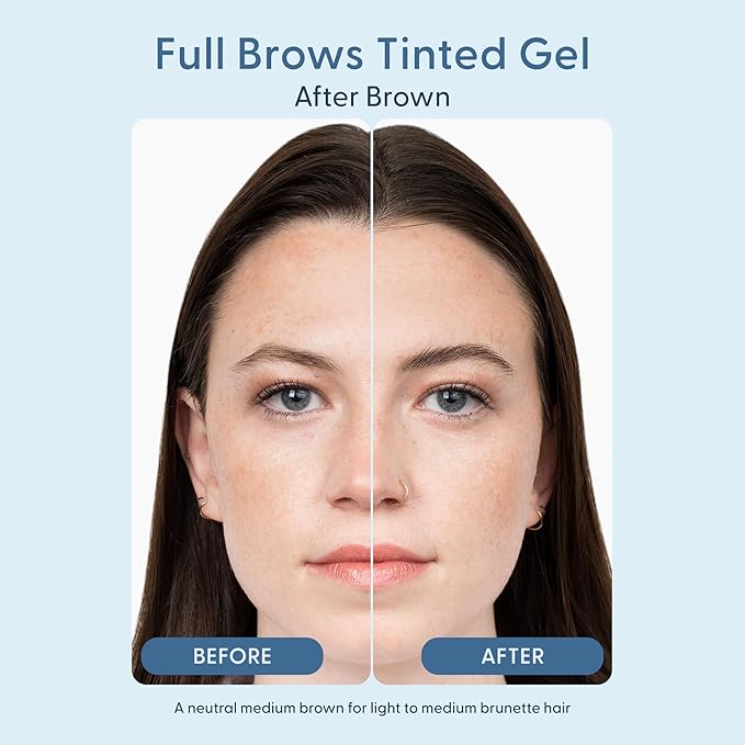 Full Brows Tinted Eyebrow Gel – Tinted Brow Gel for Fuller Eyebrows - Gentle & Safe for Sensitive Skin & Dry Eyes - Ophthalmologist Developed - Vegan, Cruelty-Free, Clean Ingredients (Brown)