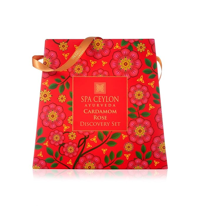 Spa Ceylon Cardamom Rose Discovery Set | Mind & Body Care Travel Size Set for All Skin Types |Body & Pillow Mist |Bath & Shower Gel | Hand & Body Lotion | Body Scrub
