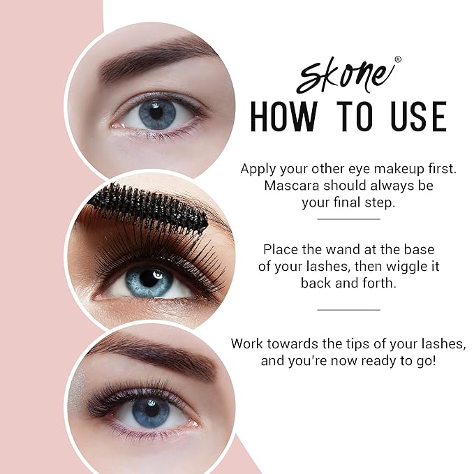 Skone Cosmetics Insanely Intense Luxe Waterproof Mascara – Black, Smudge-Proof & Long-Lasting – Volumizing & Lengthening for Dramatic Lash Lift & False Lash Effect – Bold Eye Mascara, 0.34 oz