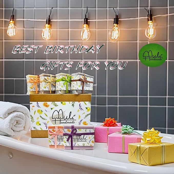 Natural Handemade Bar Soap for Men and Women with Essential oils, Scented Bar Soaps for Bath, Fragrance Gift Set (Pack of 6) Comfrey, Rose Marseille, Calendula, Dead Sea Mud, Artemisia Argyi, Lavender