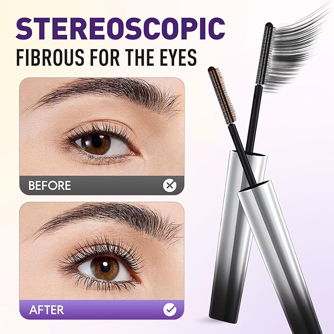 Iron Wand Mascara, 2025 New Metal Mascara Wand, 3D Washable Metal Mascaras, Waterproof & Smudge-Proof Long-Lasting Curling Eyelash Iron Mascaras with No Flaking (Brown)