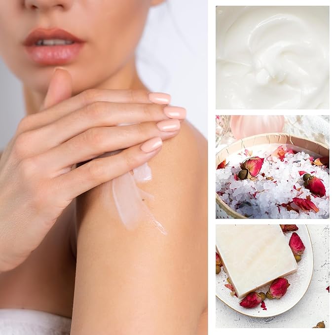 Rose Spa Gift Set for Women, Luxury 9 Pcs Bath Salts Set, Relaxation Gifts for Women, Self Care Set, Clean Moisturizing Skin, Gifts for Mom, Wife, Sister, Friend