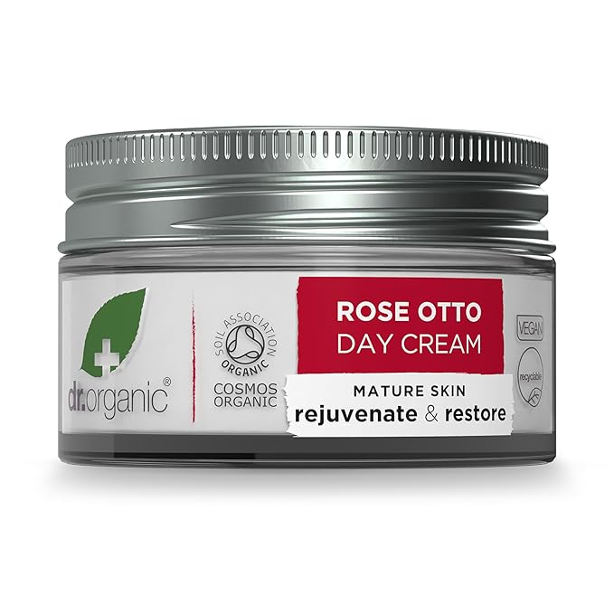 Dr. Organic Rose Otto Day Cream | Hydrates and Rejuvenates, Supports Healthy-Aging, Natural, Certified Organic, Paraben & SLS-Free, 50 mL / 1.7 fl oz