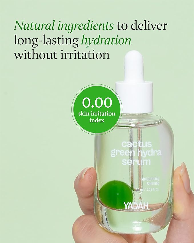 YADAH Cactus Green Hydra Serum (1.01fl oz) - Hydration, Oil-Moisture Balance, Strengthen Skin Barrier. Niacinamide, Adenosine.