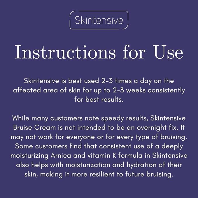 SKINTENSIVE Arnica Bruise Cream for Thin Skin - Moisturizing, Vitamin K C and E, Skin Renewal, 4 Oz
