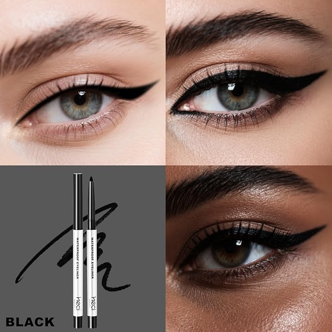 Sharpenable Gel Eyeliner Pencil, Multi-Use Longwear Eyeliner Pencil, Ultra-Smooth Tip Eye Makeup with Up to 24HR Wear, Waterproof & Smudge-Proof -Black