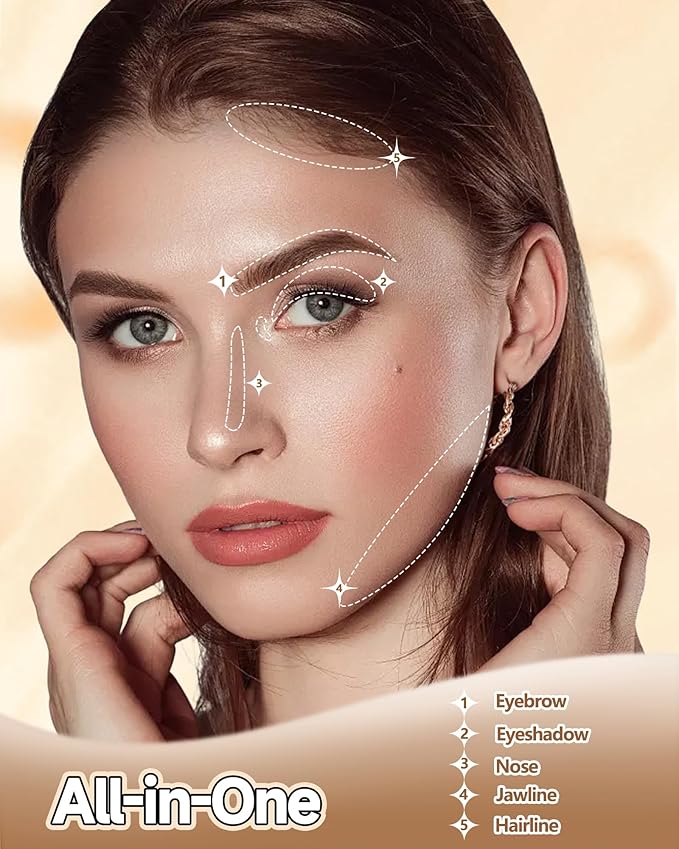 Eyebrow Powder Makeup Kit, 3 in 1 Eyebrow Kit, Brow Powder Palette Waterproof Long-Lasting, Dark & light Brown Series Brow Filler, Full Eyebrow Kit for Women, With Mirror, Brush & Razor Makeup Set 02