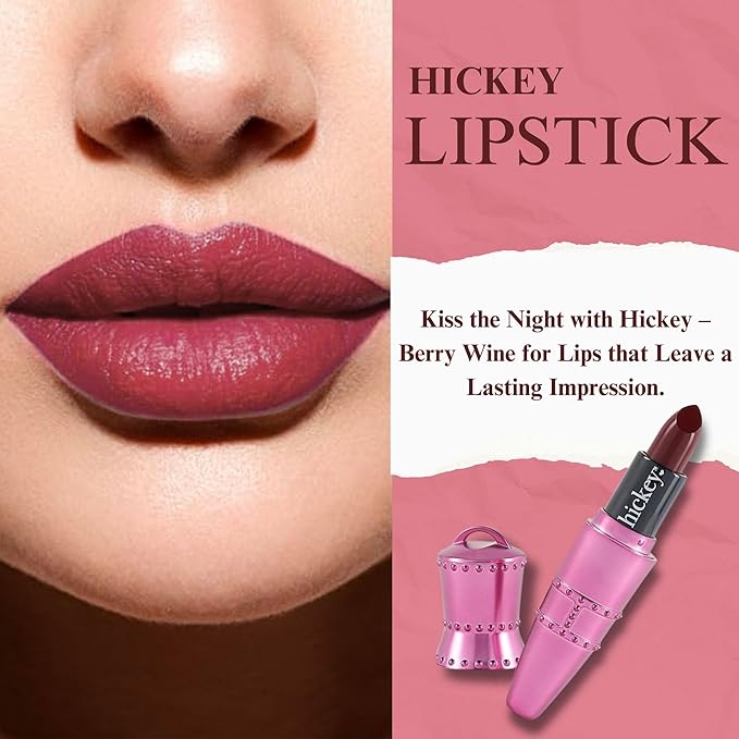 Hickey Lipstick Big Trouble Berry Wine Lipstick Refillable - Hydrating & Moisturizing Shade, Lip Color for Women, Berry Lipstick Long Lasting, Gluten-Free & Vegan with Highly Pigmented