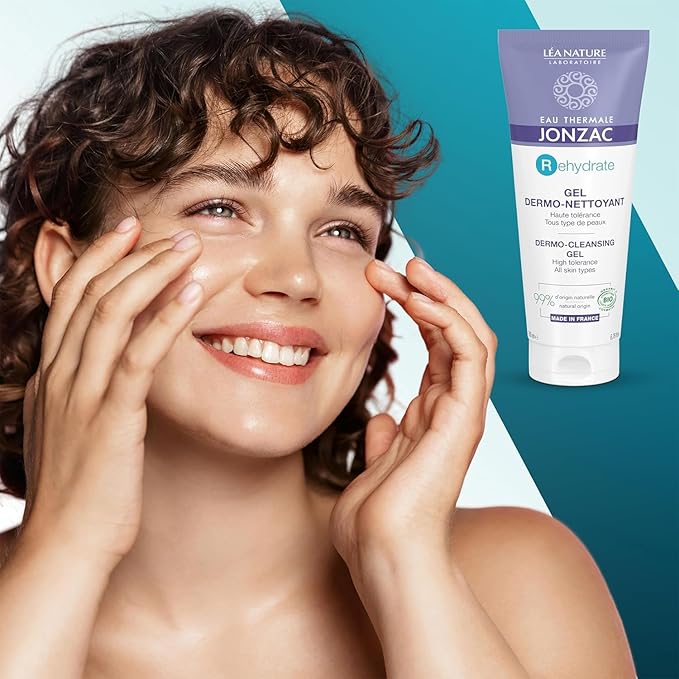 Eau Thermale Jonzac Rehydrate Organic Dermo Cleansing Gel - Gentle Daily Facial Cleanser - Sensitive Skin Approved - Leaves Skin Feeling Smooth & Hydrated - 6.75 Fl oz (Pack of 2)
