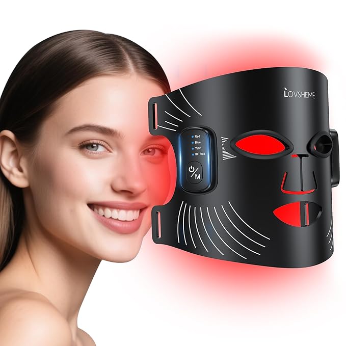 Red Light Therapy for Face – Wireless Red Light Therapy Mask LED Face Mask Light Therapy with 320 LEDs, 4 Modes, Skin Rejuvenation, Ideal Beauty Gift for Women & Men