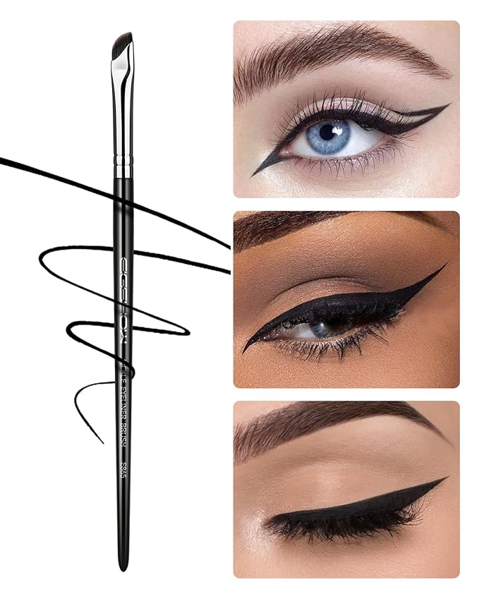 Eyeliner Brush, EIGSHOW Sickle Angled Gel Eyeliner Makeup Brush for Precise Eye Liner, Eyebrow, Eyelid with Ultra Thin Curved Vegan Bristles (E865)