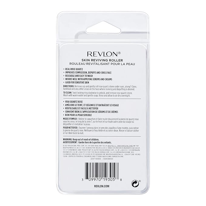 Revlon Skin Reviving Roller with Rose Quartz for All-Day Facial Reviving & Brightening, Compact & Reusable, Gentle on Skin, 1 count (Pack of 2)
