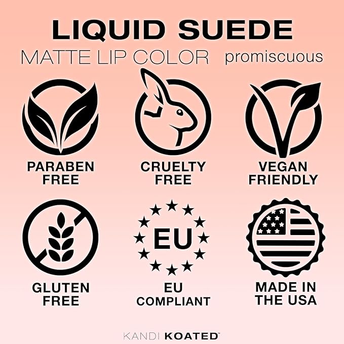 Kandi Koated Liquid Suede Lipstick [Promiscuous] Liquid Matte Lip Color | Intense Color Options, Non-Sticky, Paraben-Free, Cruelty-Free | Beauty & Makeup