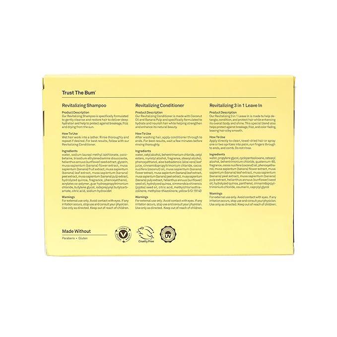 Sun Bum Hair Care Travel Essentials Kit | Revitalize Your Hair With Revitalizing Shampoo, Conditioner, and 3-in-1 Leave In Treatment | Includes Aloha Collection Travel Pouch