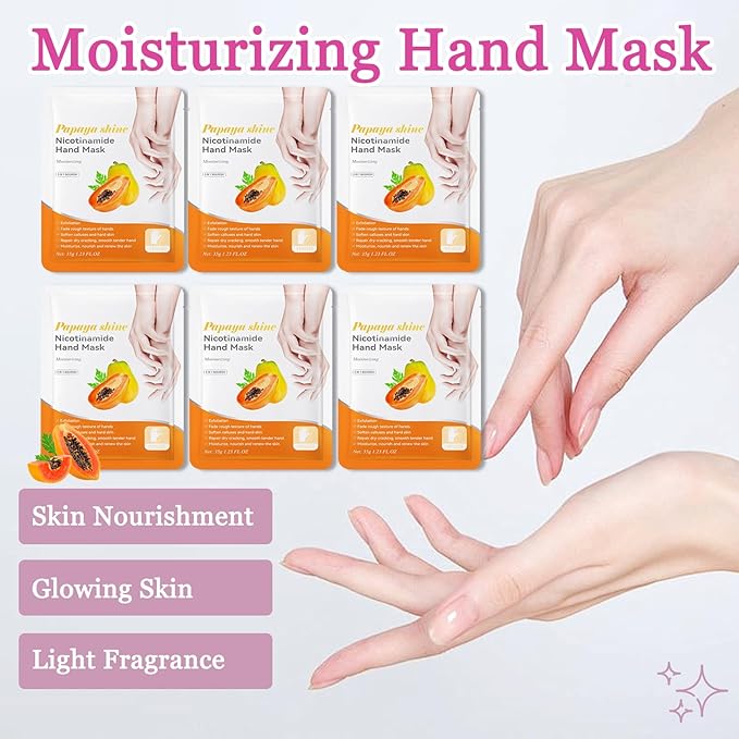 Hydrating Hand Masks, 6PCS Hand Mask Moisturizing Gloves for Men Women, Smooth Long Lasting Soft Exfoliating Hand Peeling Spa Mask Moisturizer Beauty Gift Set for Dry Cracked Rough Dull Hands（M)