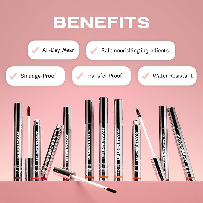 Sacheu Lip Liner STAY-N Peel Off Lip Stain — Long Lasting Matte Lip Tattoo Transfer Proof Lipstain Infused with Hyaluronic Acid & Vitamin E for All Skin Types — Vegan & Cruelty-Free, COREal