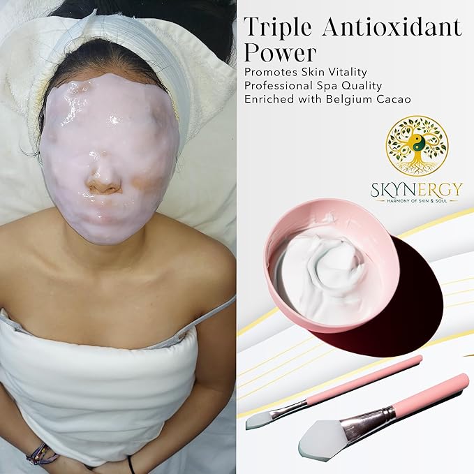 Belgium Cacao Jelly Mask - Professional Grade HydroGlo - Peel Off Face Mask for Skin Hydration, Radiance, Reduced Fine Lines & Pigmentation Vajafacial Jelly Mask | 12 Applications (30 fl oz)