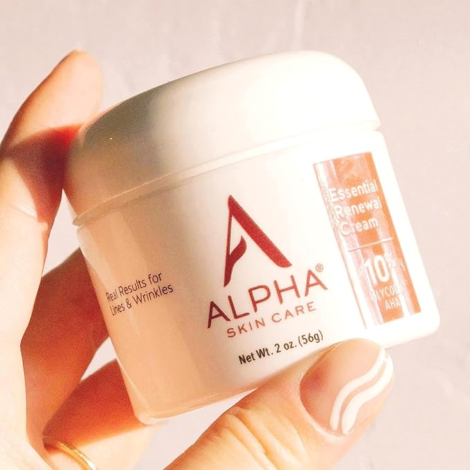 Alpha Skin Care Essential Renewal Cream, 10% Glycolic AHA, Anti-Aging Formula, Reduces Lines & Wrinkles, Alpha Hydroxy Acid Exfoliates for Smoother Skin, Normal, Sensitive or Dry Skin, 2 Oz, Pack of 2