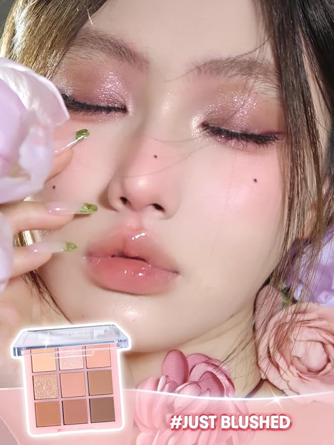 SHEGLAM Eyeshadow Palette 9-Color Ultra-pigmented Shimmer & Matte Shades, Vegan & Cruelty-free-Just Blushed