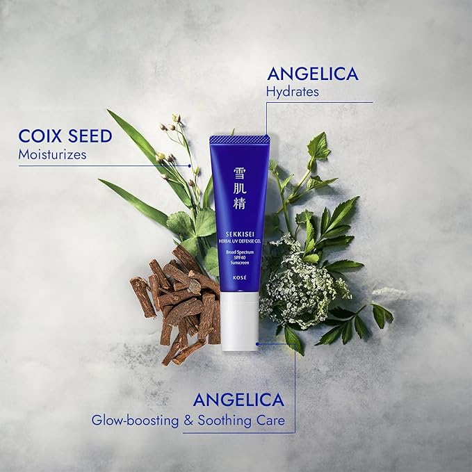 SEKKISEI Herbal UV Defense Gel for Face Broad Spectrum Sunscreen, SPF40, 1 Ounce