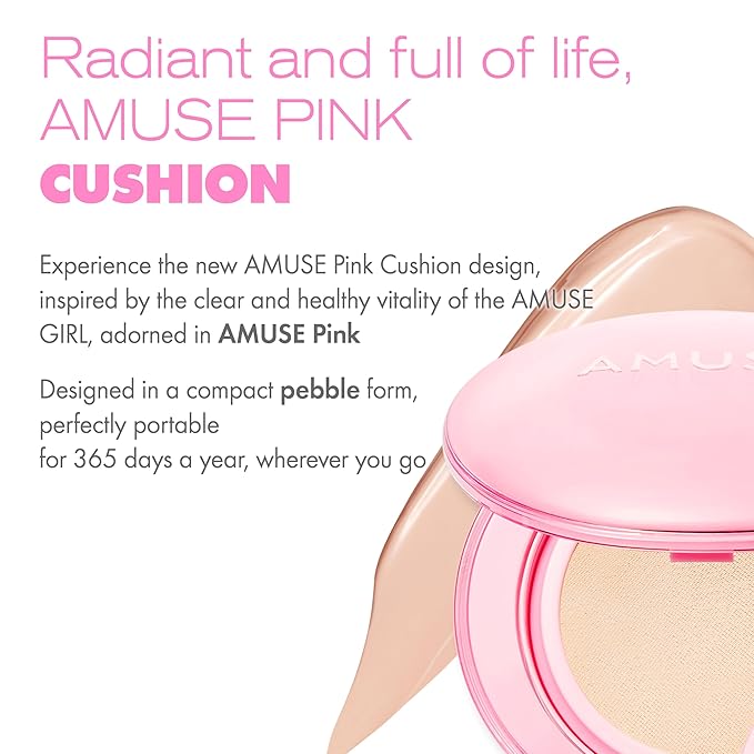 Amuse SEOUL DEW POWER VEGAN CUSHION FOUNDATION | Dewy, glow, long-lasting, double coverage, clean beauty, lightweight, natural look, foundation for sensitive skin, hydrating cushion (03 HONEY)
