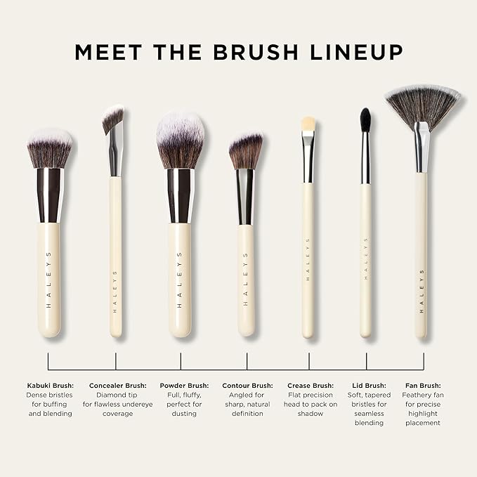 HALEYS Crease Eyeshadow Brush, Medium Fluffy Tapered Brush, Soft, Easy Blending Makeup Tool, Seamless, Multi-tasking Makeup Brush for Cream and Powder, High-end Synthetic Bristles, Vegan + CF