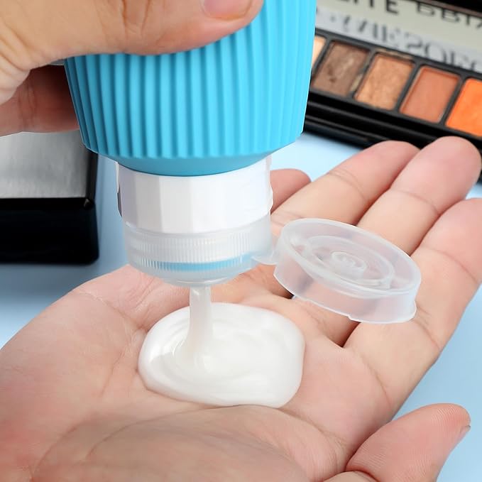 Travel Bottles for Toiletries, Large 6oz Travel Size Containers, BPA Free Leak Proof Tubs Refillable Liquid Accessories with Toiletry Bag for Cometic Shampoo and Lotion Soap (4 Pack)