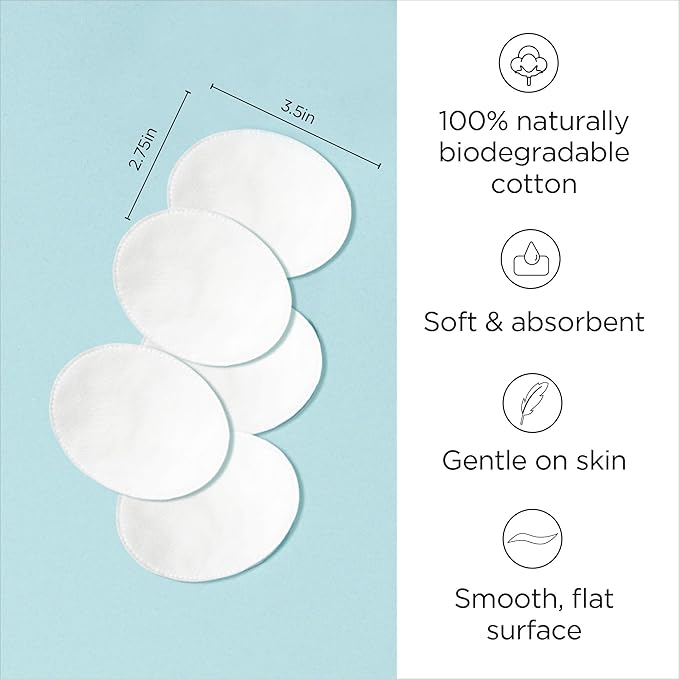 Diane Multi-Layer 3.5" x 2.75" Cotton Ovals, 100% Pure Cotton, Ideal for Makeup Removal, Nail Polish Touch-Ups, Skincare, and Everyday Household Use, 100 Count