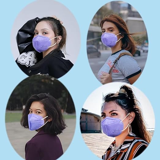 KN95 Face Masks 100 PCS, 5-Ply KN95 Purple Masks,Breathable Protection Masks, Individually Wrapped, Cup Dust Safety Mask