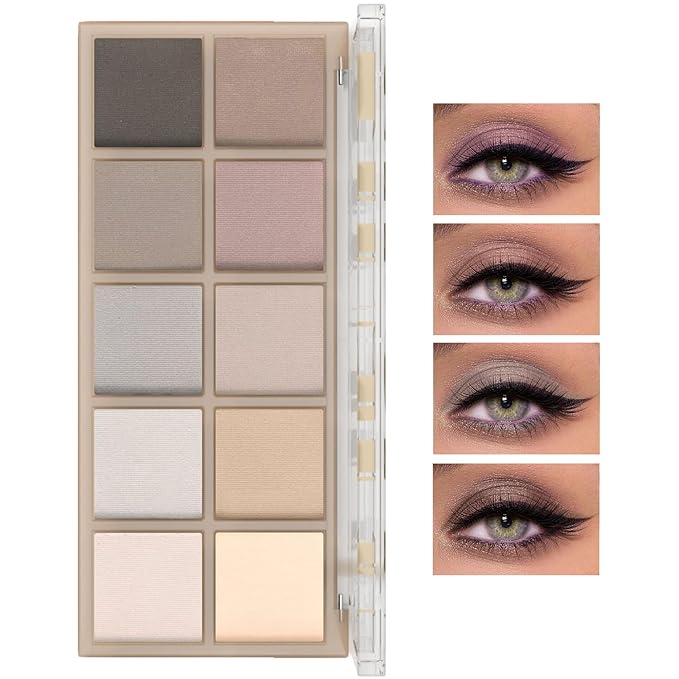 10 Colors Makeup Naked Eyeshadow Palette,Nude Matte Shimmer Eyeshadow Palette,Natural Glitter Pigment Eye Shadow Pallete Set Long Lasting & Waterproof Smokey Eye Professional Beauty Makeup Kit #4
