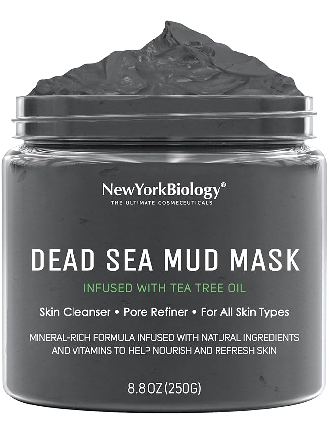 New York Biology Dead Sea Mud Mask for Face and Body | with Tea Tree | Spa Quality Pore Refiner for Oily Skin | Natural Skincare for Women & Men | Tighten Skin for A Healthier Complexion | 8.8 oz