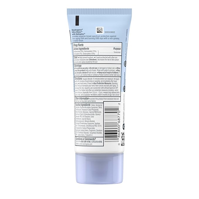 Neutrogena Ultra Sheer Dry-Touch Sunscreen Lotion SPF 70, Broad Spectrum, Water Resistant 80 Min, Oil-Free, Oxybenzone-Free, Non-Comedogenic, Matte Finish, Body Sunscreen, Travel Size 3 Fl Oz