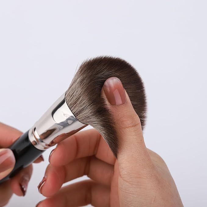 BRUSH ARTIST 12 PCs Black Silver Makeup Brush Set with Cotton Bag, Foundation Sponge, Face Powder Brush, Contour Brush, Blush Brush, Eyeshadow Brush, Eyebrow Brush, Concealer Brush