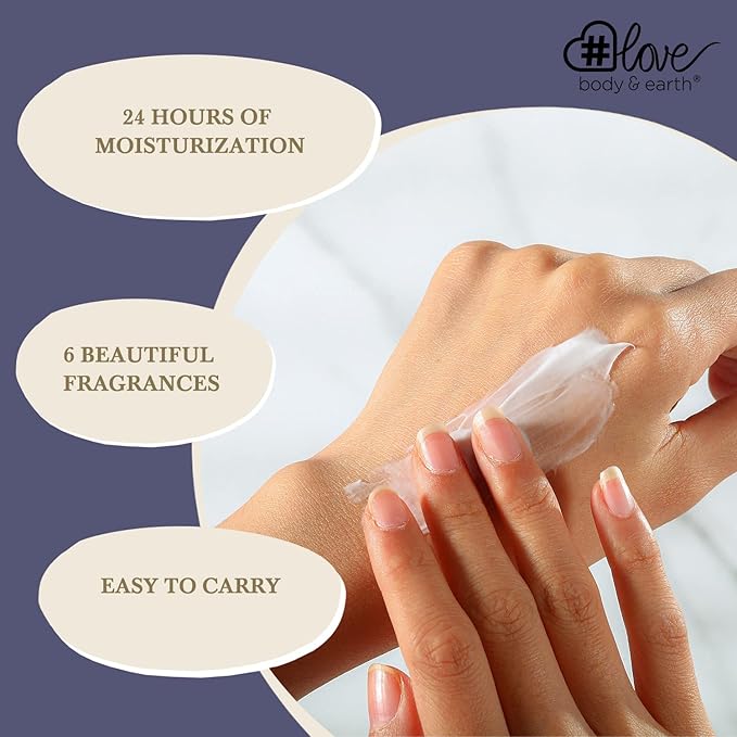 BODY & EARTH # LOVE Hand Cream Gift Set, Mothers Day Gifts for Mom, Moisturizing Hand Lotion Set with Natural Glycerin and Vitamin E, 6 Pcs Hand Lotion Gift Sets for Women Men, Birthday Gifts for Her