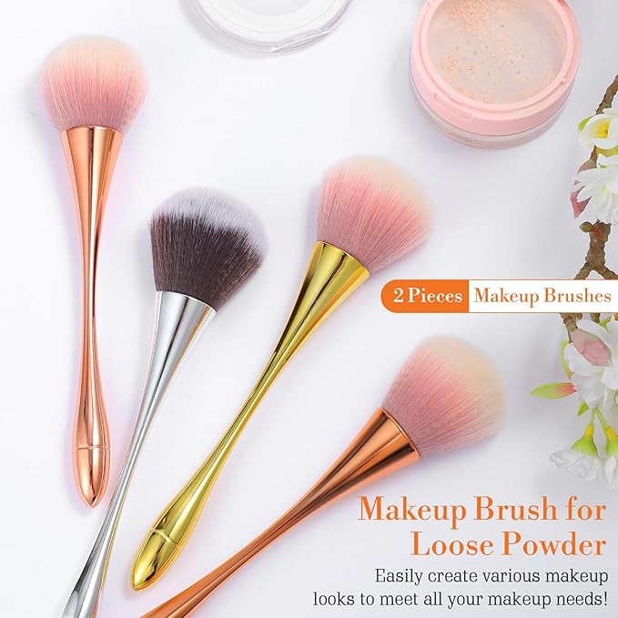 4 Pcs Super Large Mineral Powder Brush Soft Bronzer Makeup Brushes Large Fluffy Powder Brush Professional Foundation Brushes for Daily Coverage Loose Blending Buffing Clean Up Nail