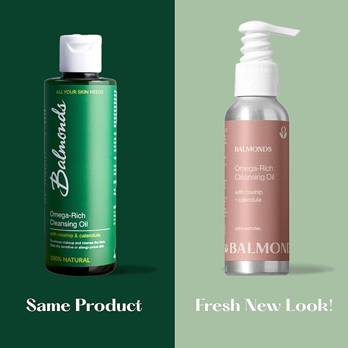 Balmonds Omega-Rich Cleansing Oil, Intensive Facial Oil & Daily Moisturizing Cream - 100% Natural, Fragrance-Free, Vegan & Cruelty-Free Skincare for Dry Skin - Face & Body - 1.1 oz / 3.5 oz (100ml)