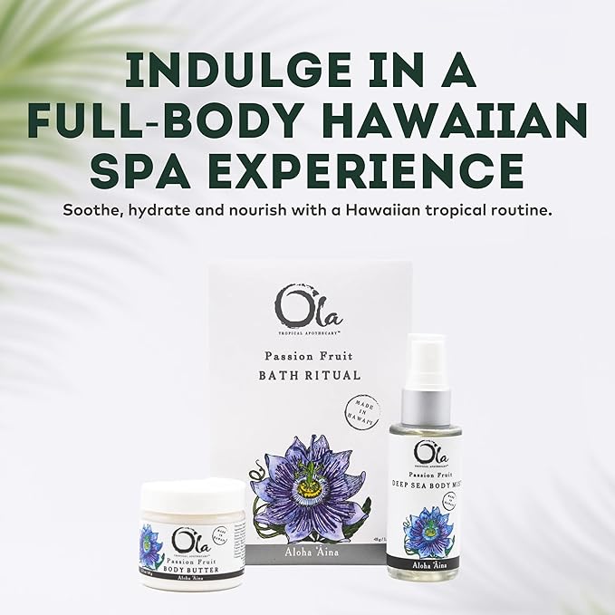 Ola Tropical Apothecary Passion Fruit Gift Set - Body Butter, Deep Sea Mist, and Bath Ritual