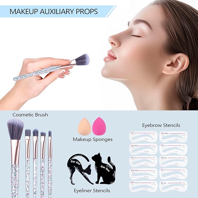 Makeup Kits For Girls Teens, Makeup Gift Set For Women with Eyeshadow Palettes, Brushes, Lip Gloss, Travel Make up Starter Kit For Beginners (C0934)