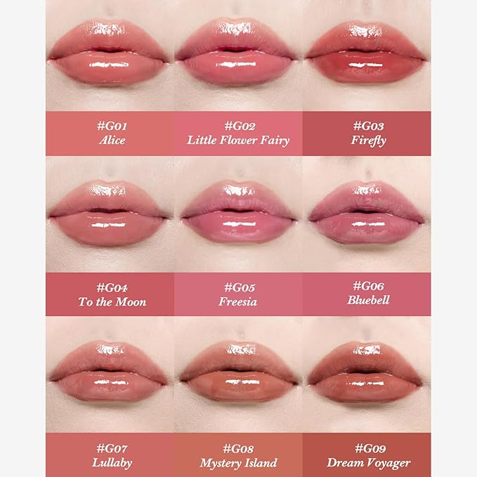 Flower Knows Midsummer Fairytales Coating Lip Lacquer,Glowy Non-Fading Lip Gloss,Hydrating Tinted Lip Oil for Girls&Women,Vegan & Cruelty Free,0.17Fl Oz(G09 Dream Voyager)