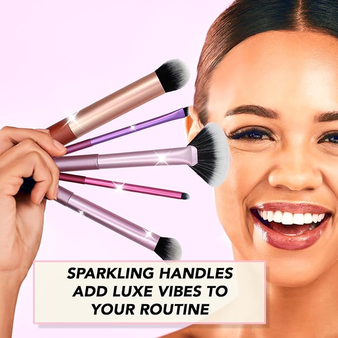 Earth & I 5 Makeup Brush Set, Makeup Brush Set for Eyeshadow, Cosmetic Brushes, Eyeshadow Brushes, Foundation Applicators, Make Up Applicators