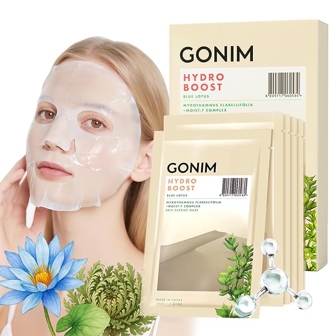 GONIM Face Mask Korean Skin Care with Hyaluronic Acid Serum & Collagen Activation, Face Masks Skincare with Vitamin C, Moisturizing Sheet Mask for All Skin, Korean Face Mask Travel Essentials 5 Sheets