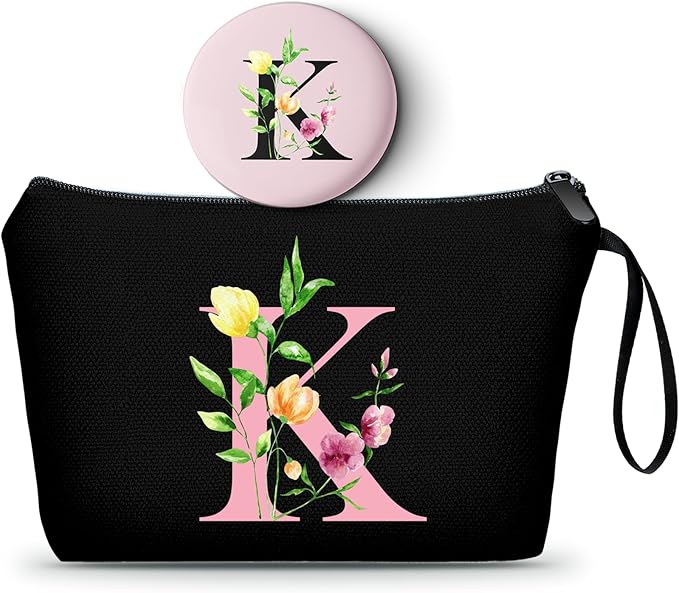 Mom Birthday Thank You Appreciation Gifts for Women Aunt Teacher Coworkers Bride Bridesmaid Monogrammed Travel Makeup Cosmetic Bag with Mirror Valentines Mothers Day Christmas Graduation K