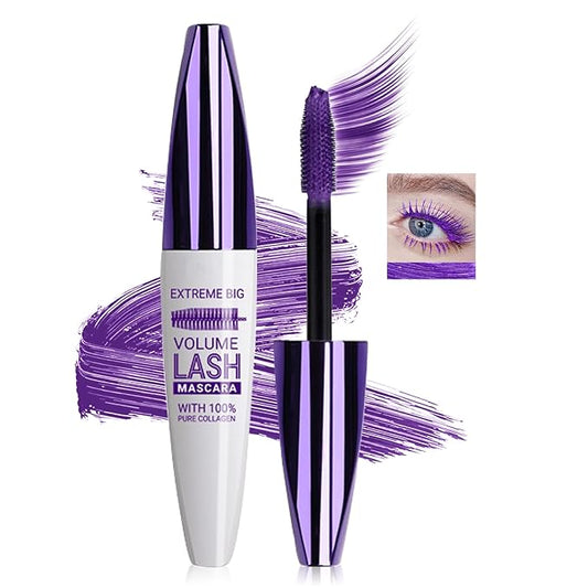 Purple Mascara for Eyelashes,5D Colored Mascara Volume and Length Waterproof,Natural Curling for Women Eye Makeup