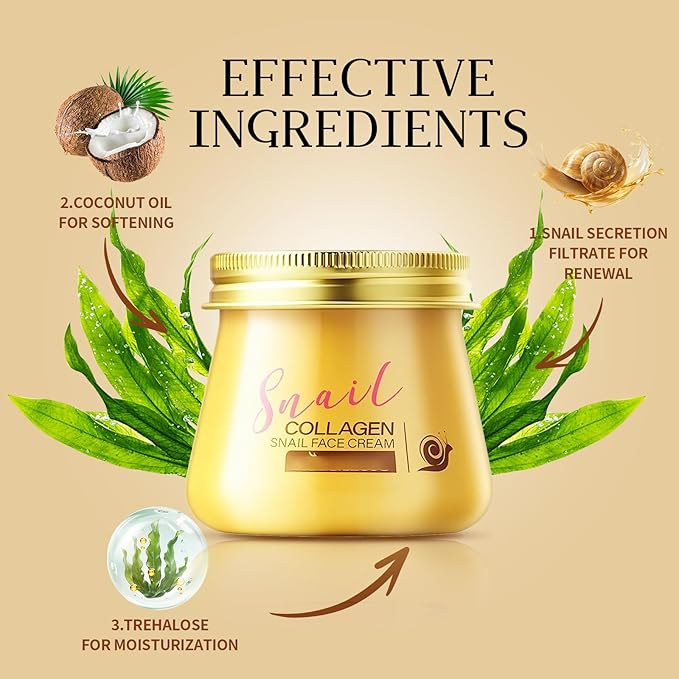 Snail Collagen Face Cream,Collagen Hydrating Anti-Wrinkle and Rejuvenating Cream,Snail Collagen Moisturizer Face Rejuvenation Cream for Women,All Skin Types(2PCS)